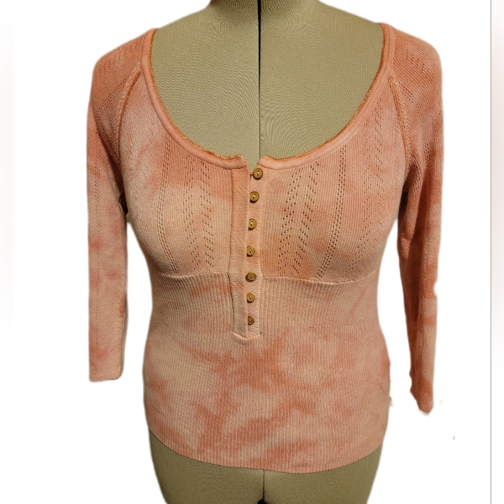 🔖👉🎉NWT🎉👉Free People Rory Henley Ribbed Knit Sweater Pink Tie Die Sz L